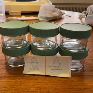 Set of 6 Sage Spoonfuls 4 oz glass jars